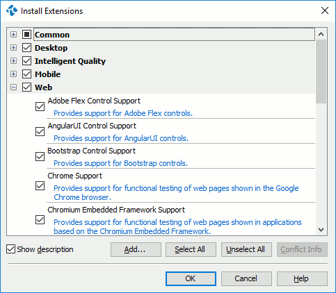 Extensions Dialog