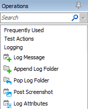 Custom keyword test operation in the Operations palette