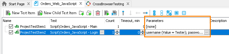 Integration with CrossBrowserTesting.com: Setting test item parameters