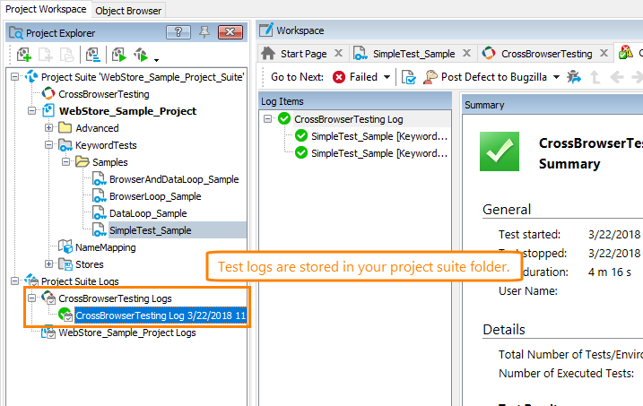 CrossBrowserTesting tutorial: Test logs stored in the project folder CrossBrowserTesting tutorial: Test logs stored in the project folder
