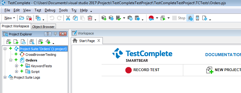 TestComplete integration with Visual Studio: Adding TestComplete project files to source control