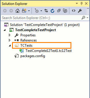 TestComplete integration with Visual Studio: Folder storing your TestComplete project files