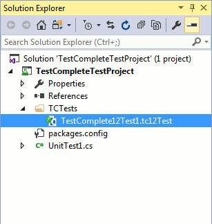 TestComplete integration with Visual Studio: TestComplete 12 Test item in Visual Studio Solution Explorer
