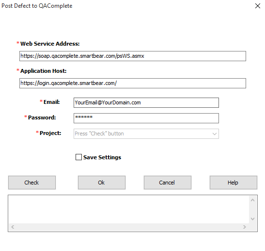 QAComplete Integration dialog