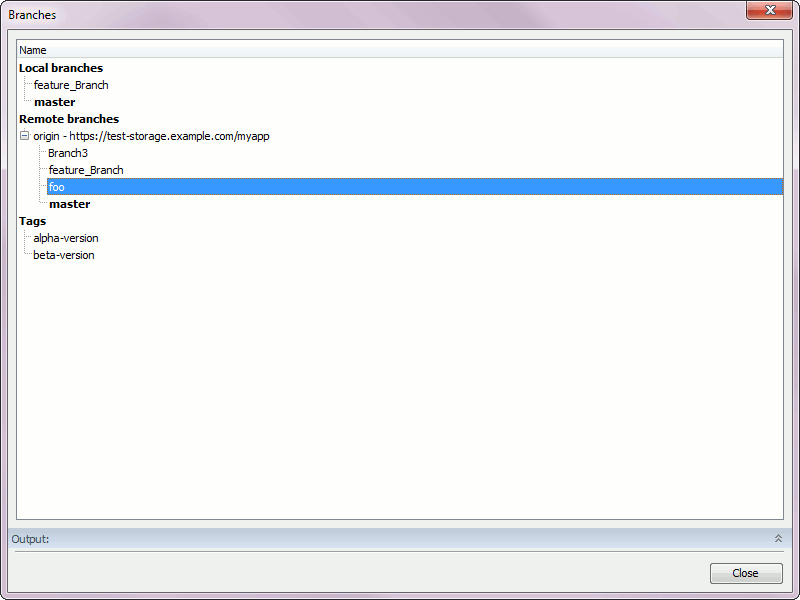 Branches dialog (Git) Branches dialog (Git)