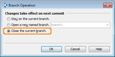Closing Branches in TestComplete Commit Dialog