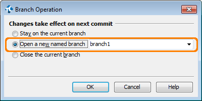Creating Branches in TestComplete Branch Operation Dialog
