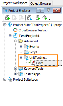 Selenium testing in TestComplete: Adding unit testing item to your project