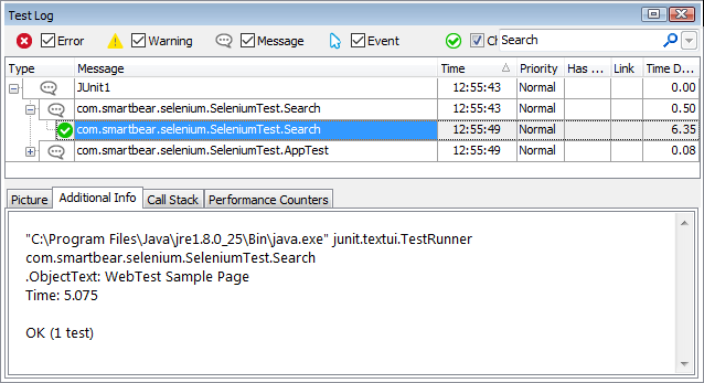 Selenium test results