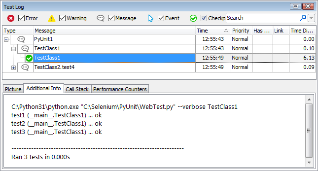 Selenium test results