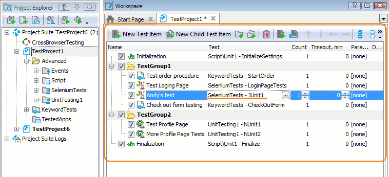 Running Unit Tests as Test Items