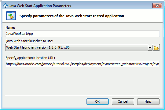 Java Web Start Application Parameters Dialog