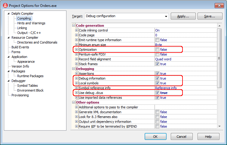 Project Options: Compiling