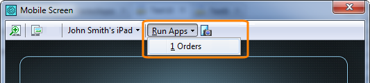Running iOS application from the Mobile Screen window