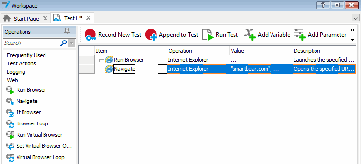 Navigating to web pages from keyword test.