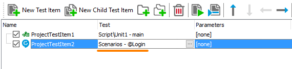 Tag run in the list of test items