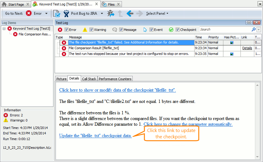 Updating File checkpoint from the test log.