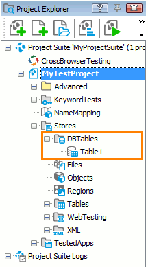 DBTables collection in Project Explorer