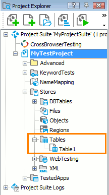 Tables collection in the Project Explorer