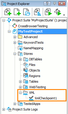 XML collection in the Project Explorer