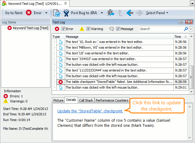 Updating table checkpoint from the test log.