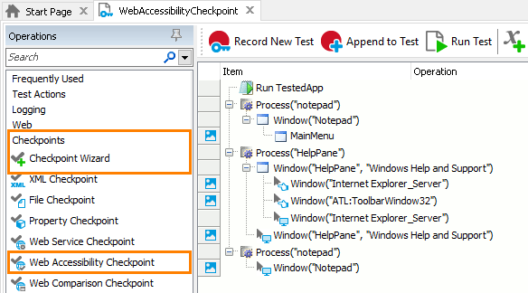 Web Accessibility Checkpoint: Adding web accessibility checkpoints to keyword tests