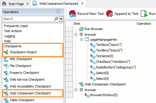 Web Comparison Checkpoint: Adding web comparison checkpoints to keyword tests