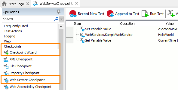 Web Service Checkpoint: Adding Web Service checkpoints to keyword tests
