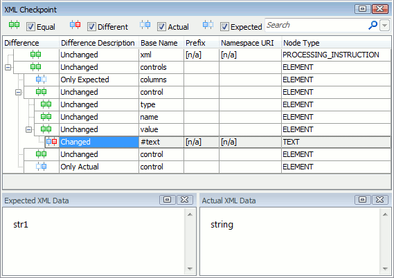 XML checkpoint results