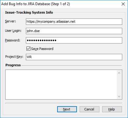 The Add Bug to JIRA Database