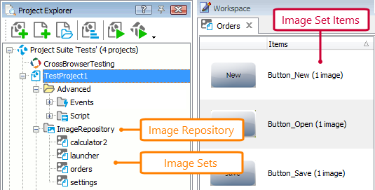 Image-Based Testing: Image Repository and Image Set items