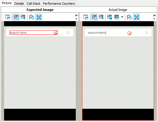 Image-Based Testing: TestComplete recognized the control, because the Pixel Tolerance parameter has an appropriate value.