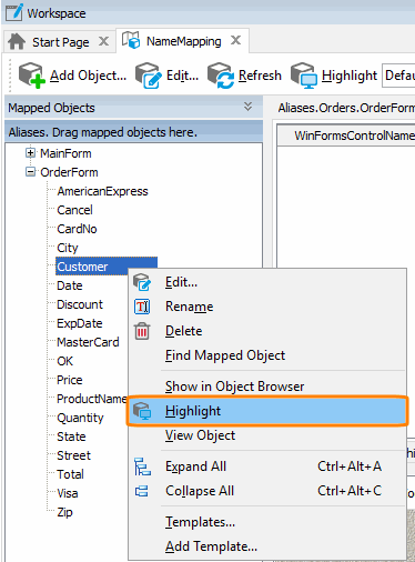 Highlight On Screen command