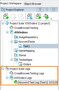 Getting Started With TestComplete (iOS): Logs In Project Explorer