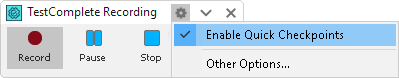 Getting Started with TestComplete (Desktop): Enabling Quick Checkpoints