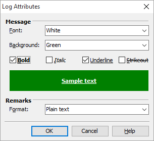 Log Attributes operation parameters