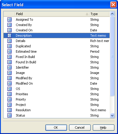 Select Field Dialog