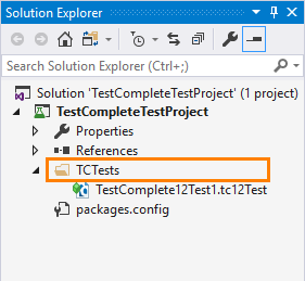 TestComplete integration with Visual Studio: Folder storing your TestComplete project files