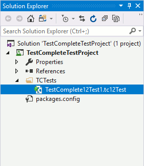 TestComplete integration with Visual Studio: TestComplete 14 Test item in Visual Studio Solution Explorer