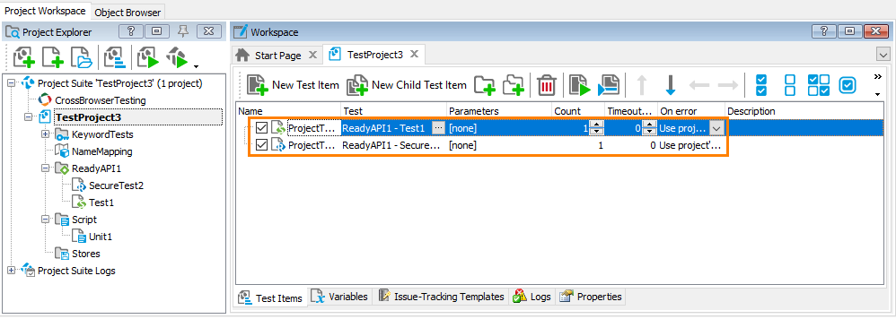 Running SoapUI Tests as Test Items