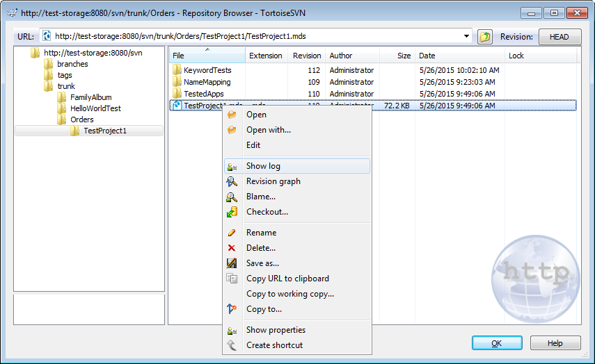 Working with Subversion Repository via the TortoiseSVN Repository Browser Dialog