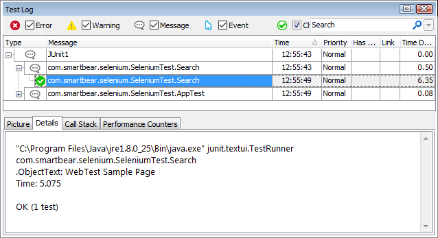 Selenium test results