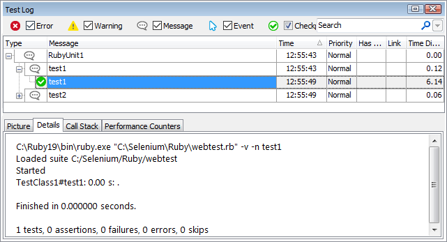 Selenium test results