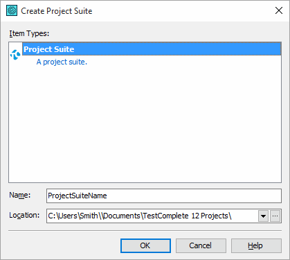 Create Project Suite Dialog