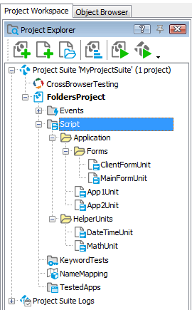 Project contents organized into folders