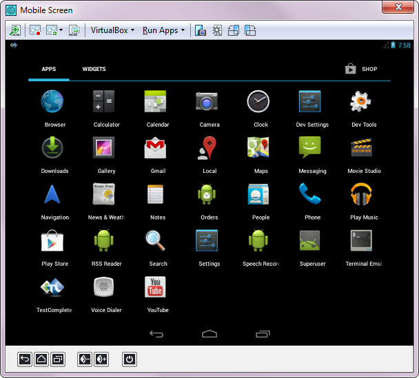 TestComplete Mobile Screen window