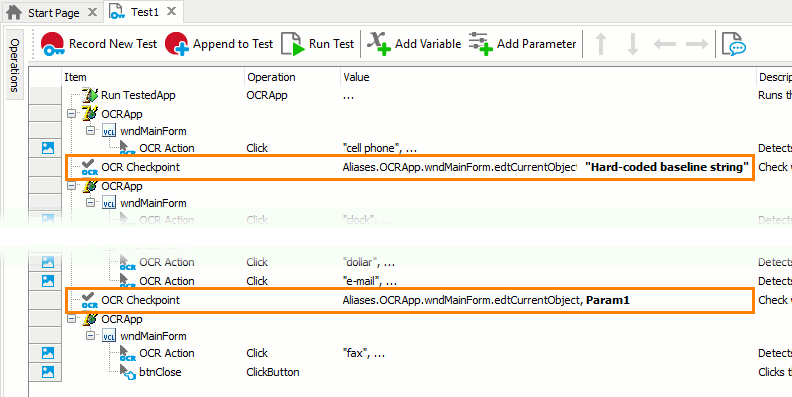 Parameterizing the OCR Checkpoint operation