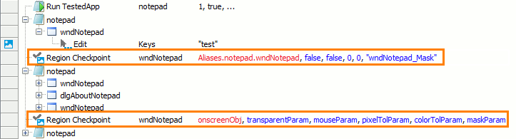 Parameterized Region Checkpoint operation