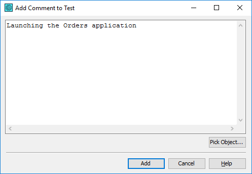 Add Comment to Test Dialog
