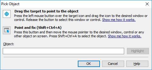 Pick Object dialog